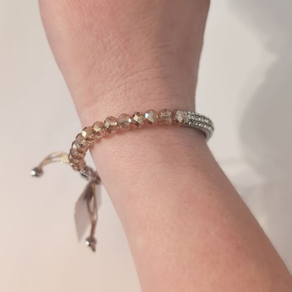 834 ViVI Amber Crystal Beaded Rhinestones Adjustable Slider Charm Bracelet‎ - Picture 2 of 4